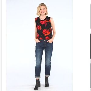 CABI New Complete Black Floral Print Top! Sz. Medium